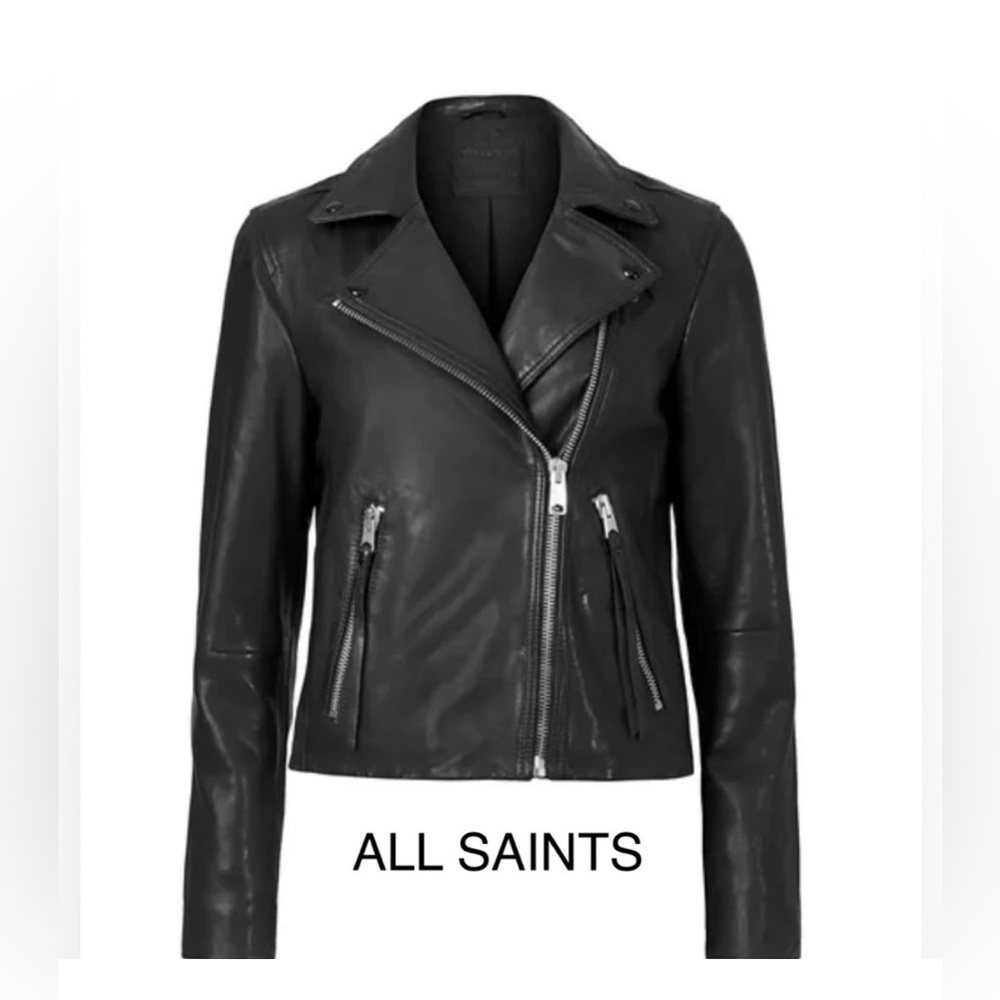 All Saints Classic Black Leather Jacket DALBY BIKER